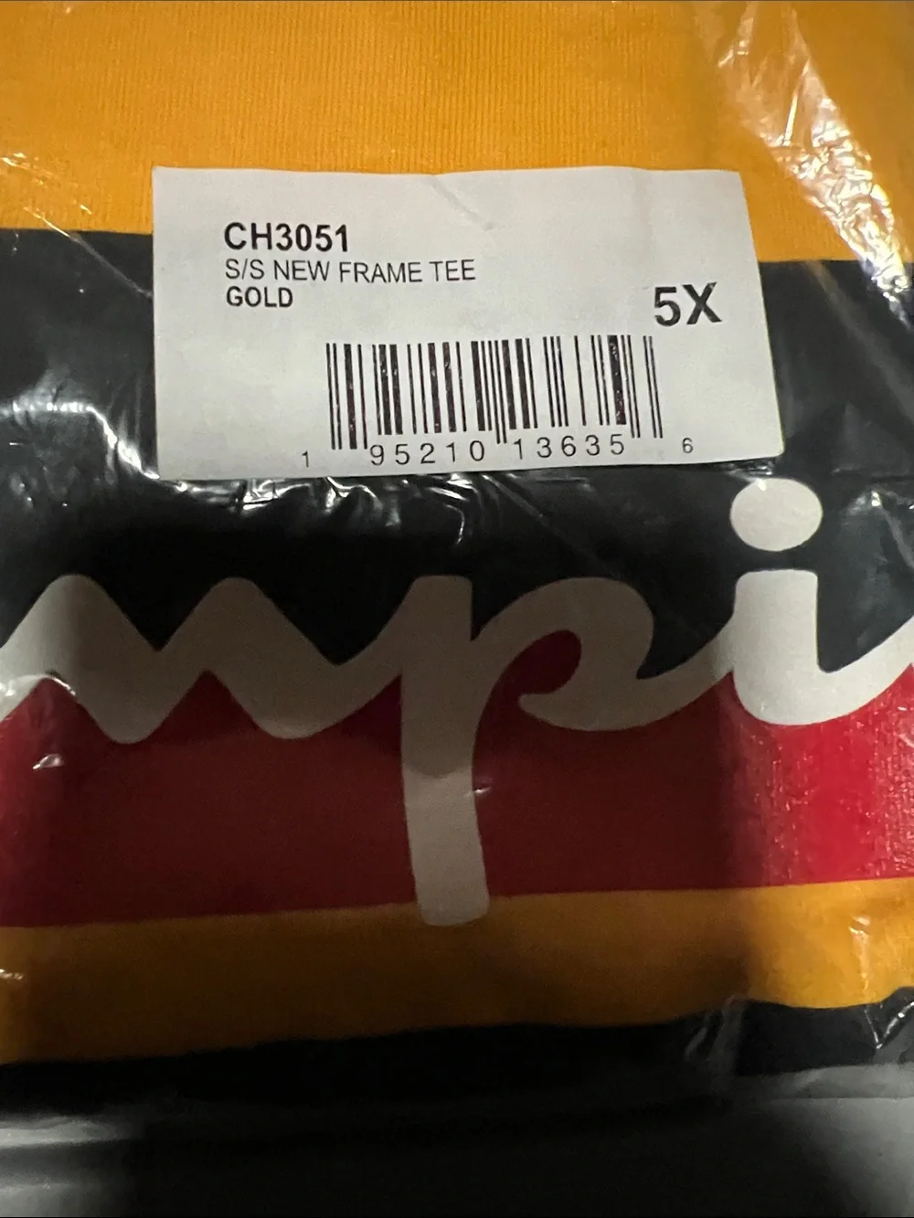 Champion Gold Short Sleeve Logo Tee with Black & Red Trim Sz 5X - Picture 3 of 4